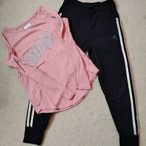 VGUC Girl's Adidas Black Leggings - SZ 10-12